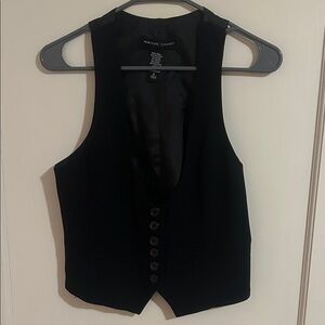 New York & Company Black Buttoned Vest Top